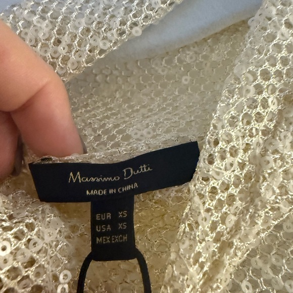 NWT Massimo Dutti Sequined Cream Cowl Neck Top XS - Picture 5 of 5